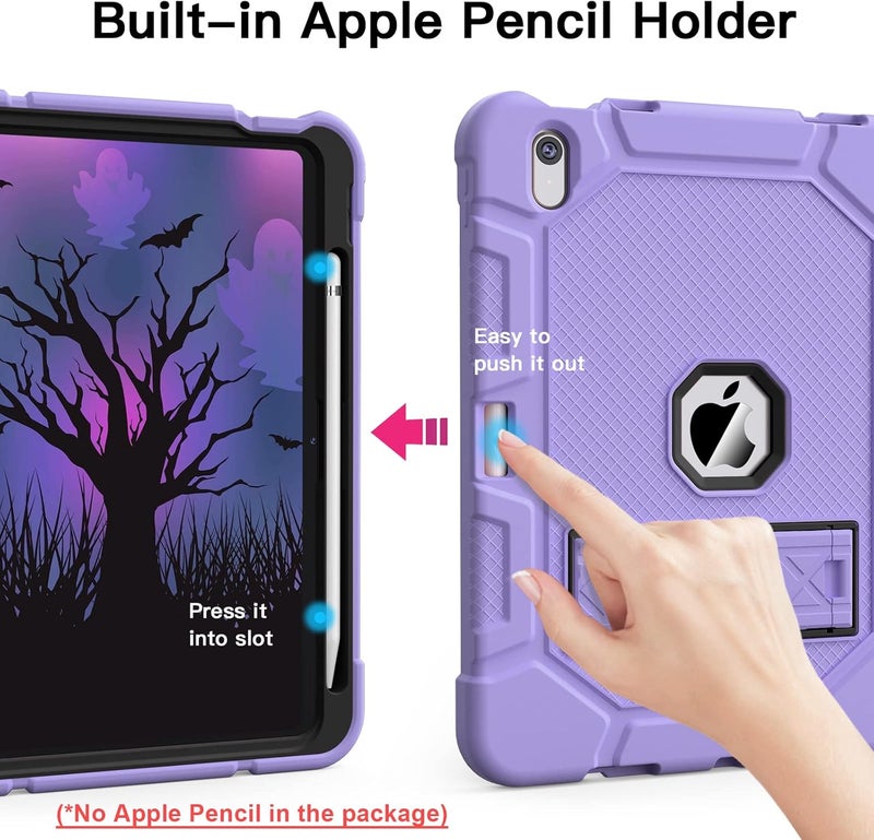 Azzsy حافظة لجهاز iPad (A16) الجيل الحادي عشر 11 بوصة 2025 / iPad الجيل العاشر 10.9 بوصة 2022، [حامل قلم مدمج] حافظة قوية مضادة للصدمات، بنفسجي فاتح - Image 4